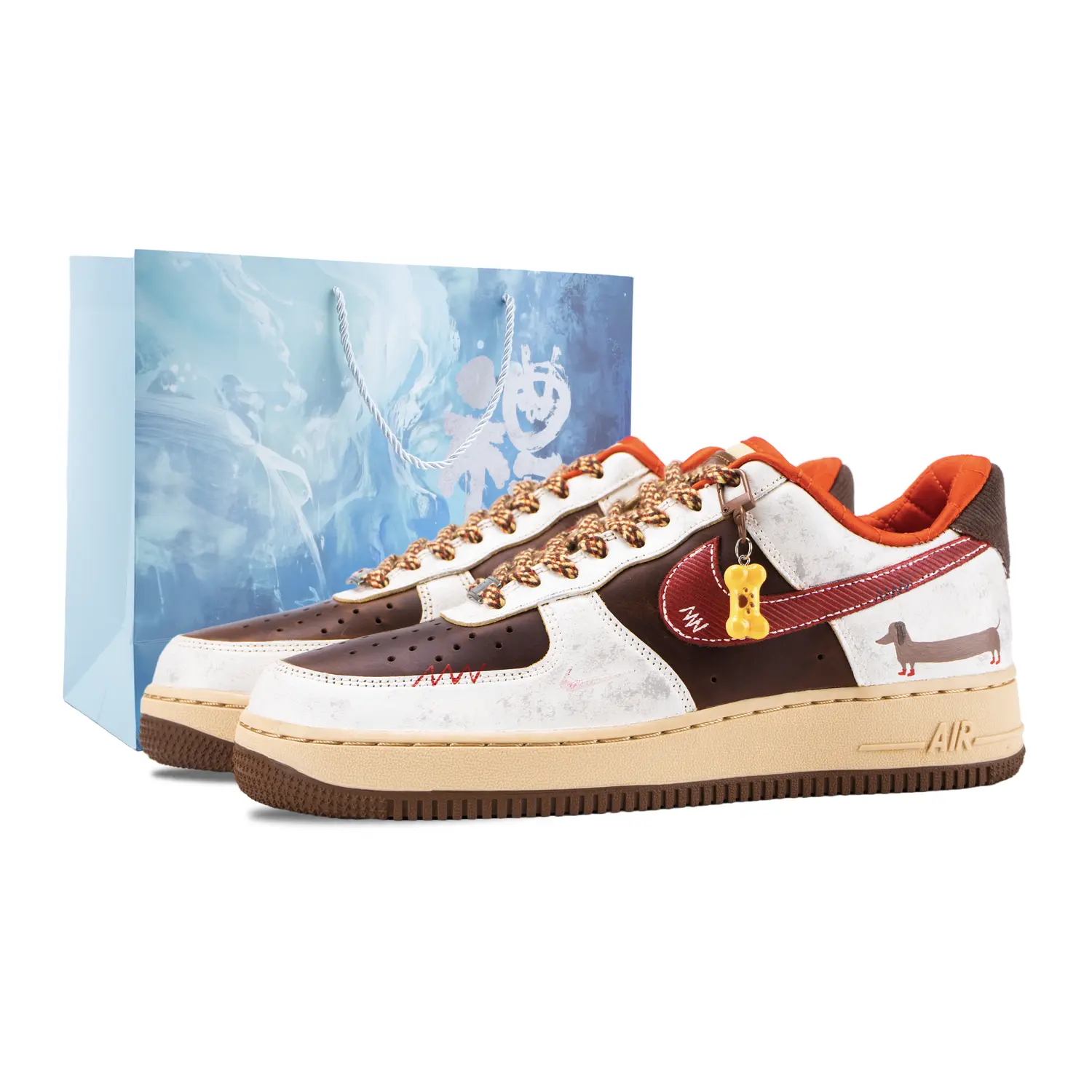 

Nike Кроссовки для скейтбординга мужские Air Force 1 Dachshund Puppy Abrasion Resistant Low top Light Brown