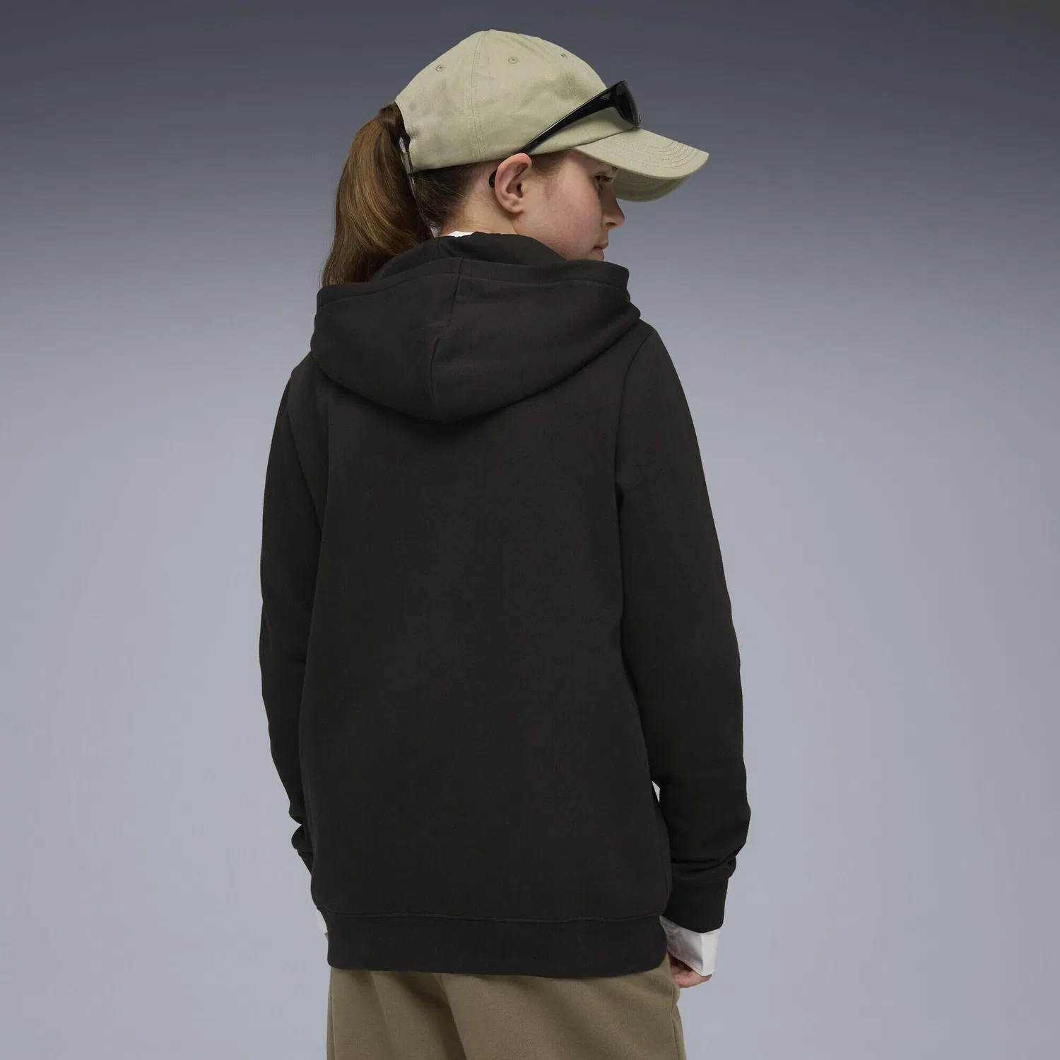 Детское худи с капюшоном и принтом Essentials Script Puma, Schwarz Aschgrau Dunkelgrau — фото 3
