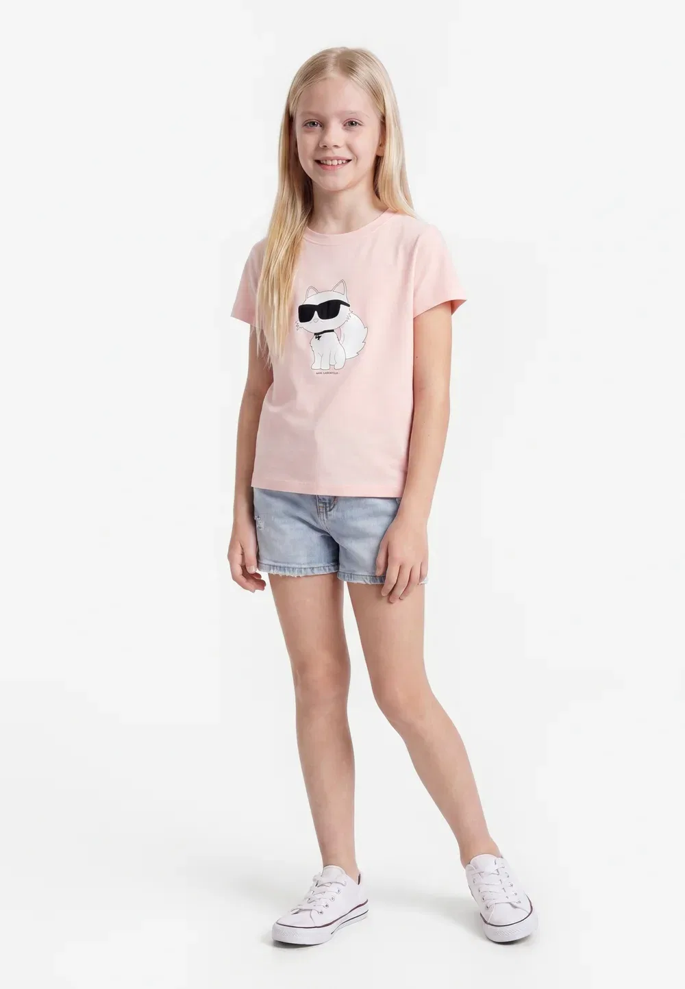 Iconik choupette - футболка с принтом Karl Lagerfeld Kids, Light Pink