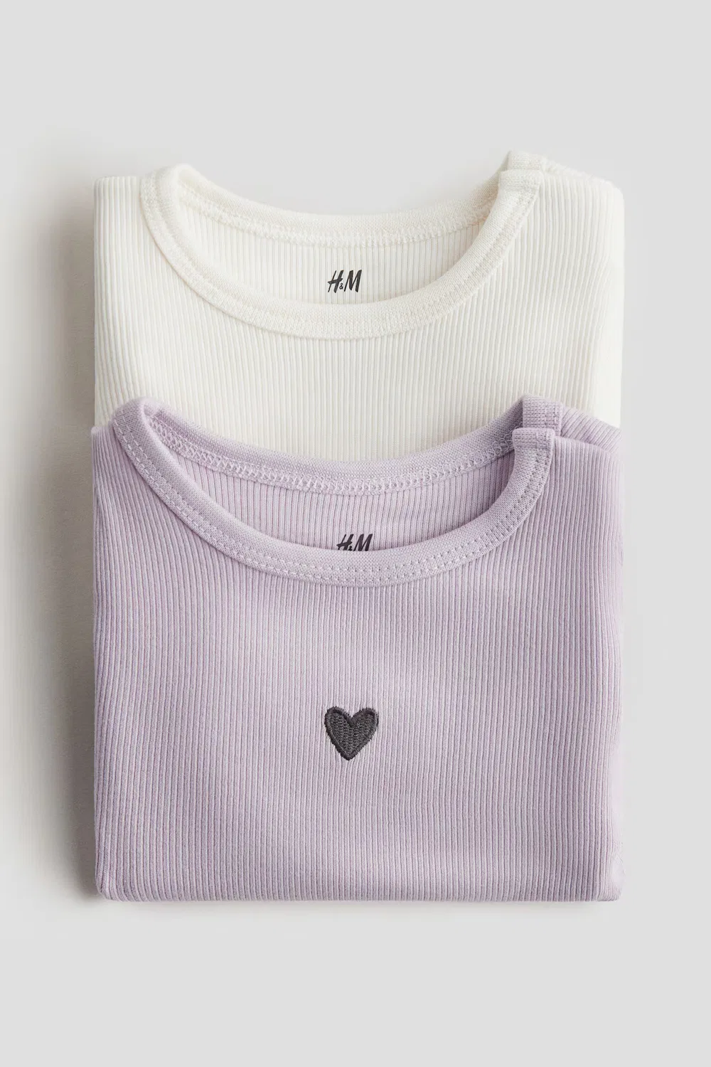 Комплект из 2 боди с ажурной отделкой H&M, Helllila/Herz — фото 2