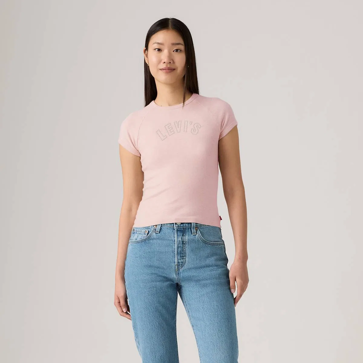 Футболка-Реглан Graphic Riley Levi's, Pearl Embellished Le - Pink — фото 3