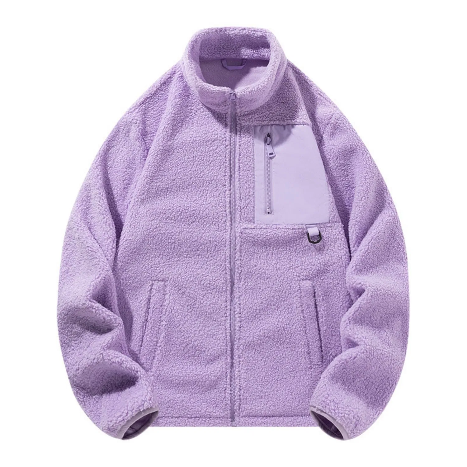 Женское зимнее пальто с капюшоном и карманами, с молнией, Purple