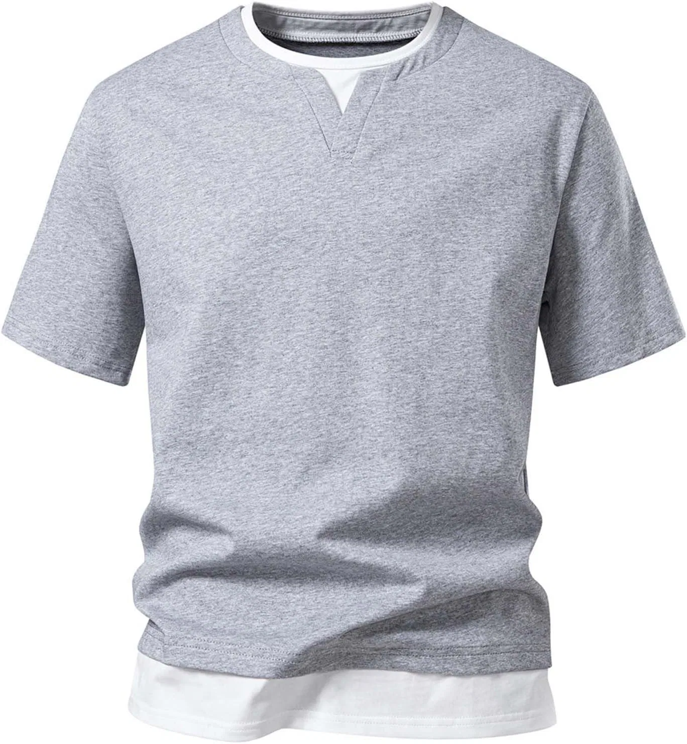 Мужская футболка с коротким рукавом хлопковая для тренировок, Light Gray — фото 2