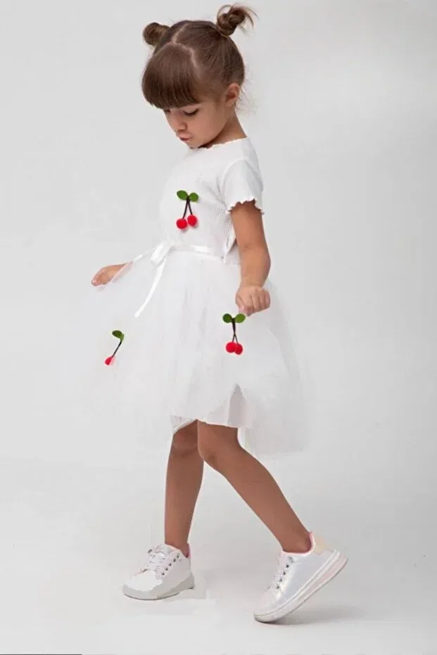 Детское платье для девочек с принтом Tutu cherry dress Murat Baby, White