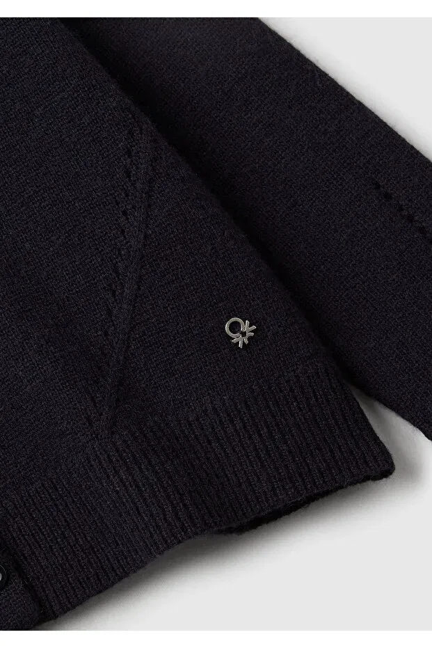 Детский кардиган для девочек с длинным рукавом United Colors Of Benetton, Navy Blue — фото 3