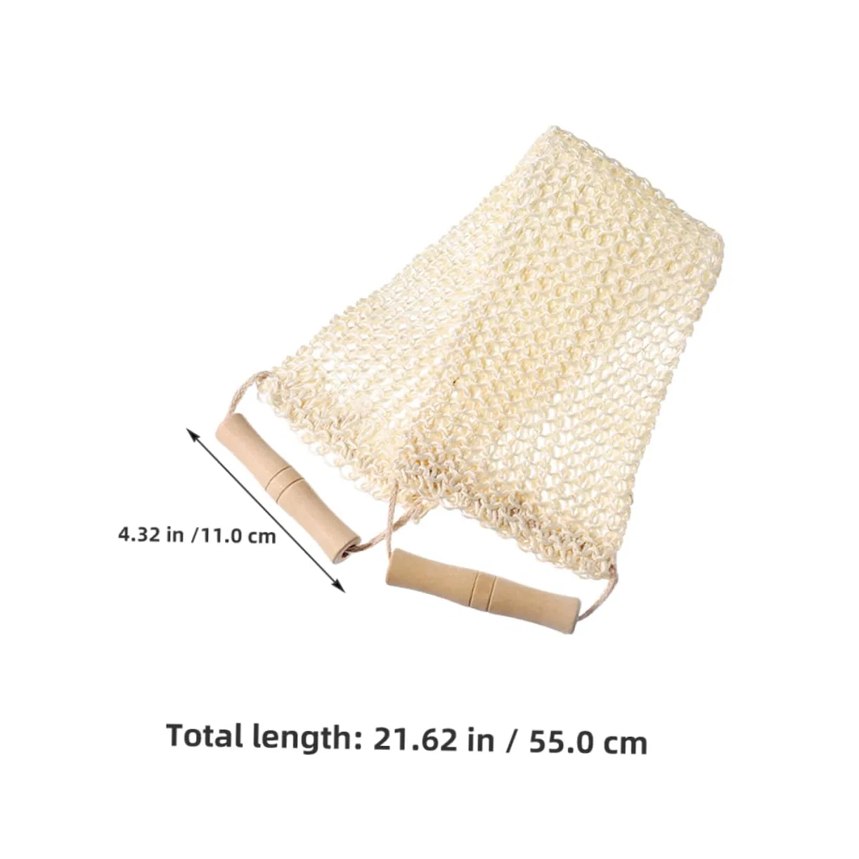 Мочалка для тела с деревянной ручкой, CALLARON, 2 шт, 55x11x2 см, Beige — фото 2