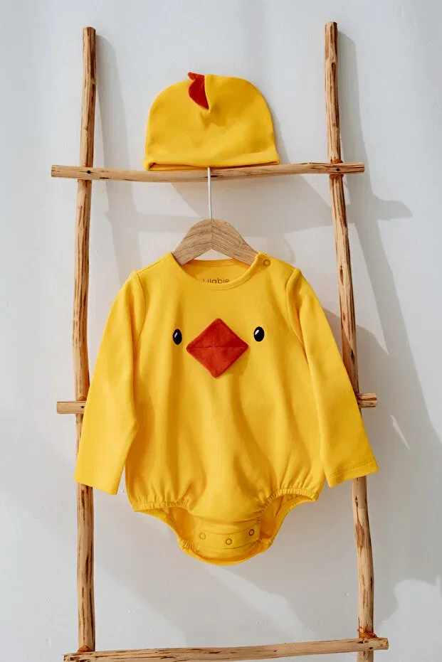 Детское боди-костюм с длинным рукавом, комплект с шапочкой Chick Costume Bodysuit & Hat Set Lilabio, Yellow