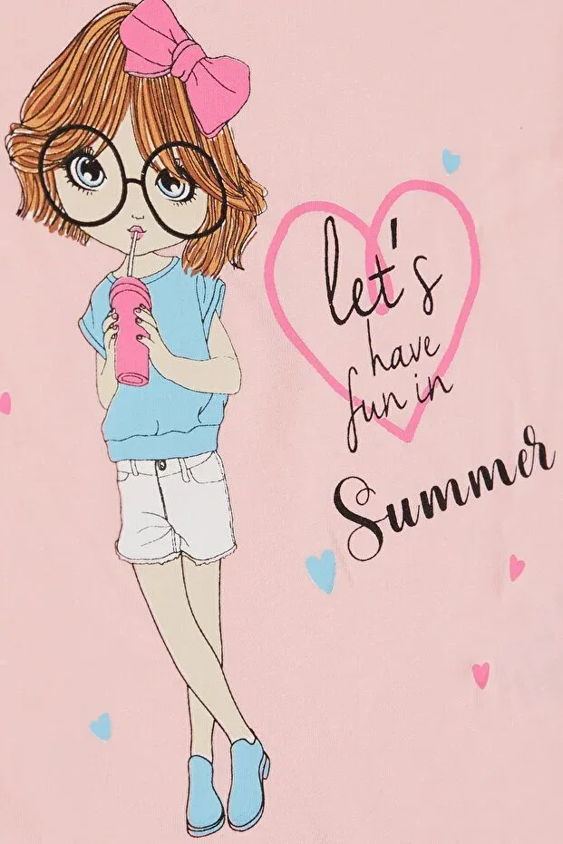 Детская футболка для девочек с принтом Cool Girl Printed, Breeze, Pink — фото 4