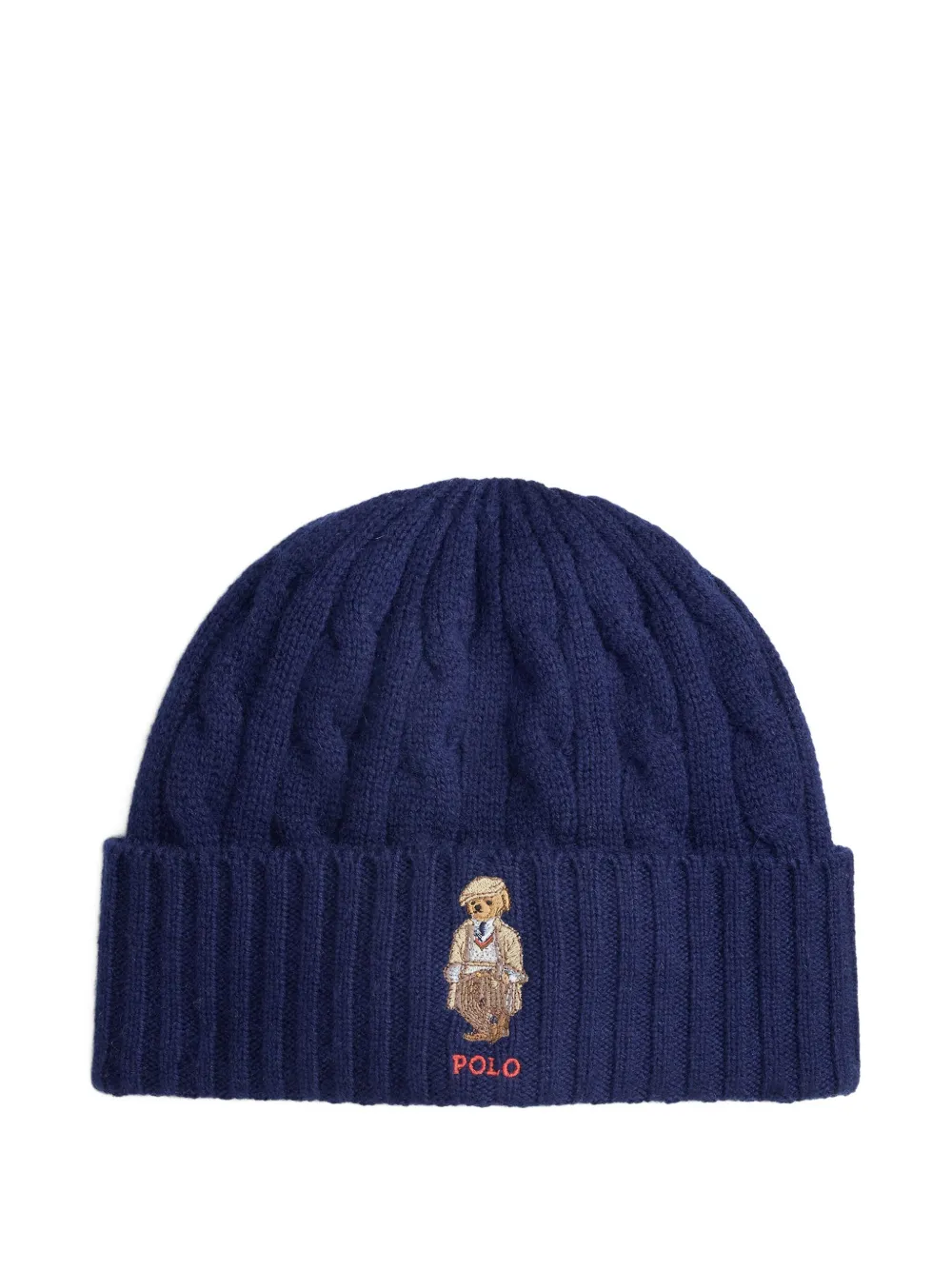 

Шапка бини фактурной вязки с вышивкой POLO RALPH LAUREN, синий