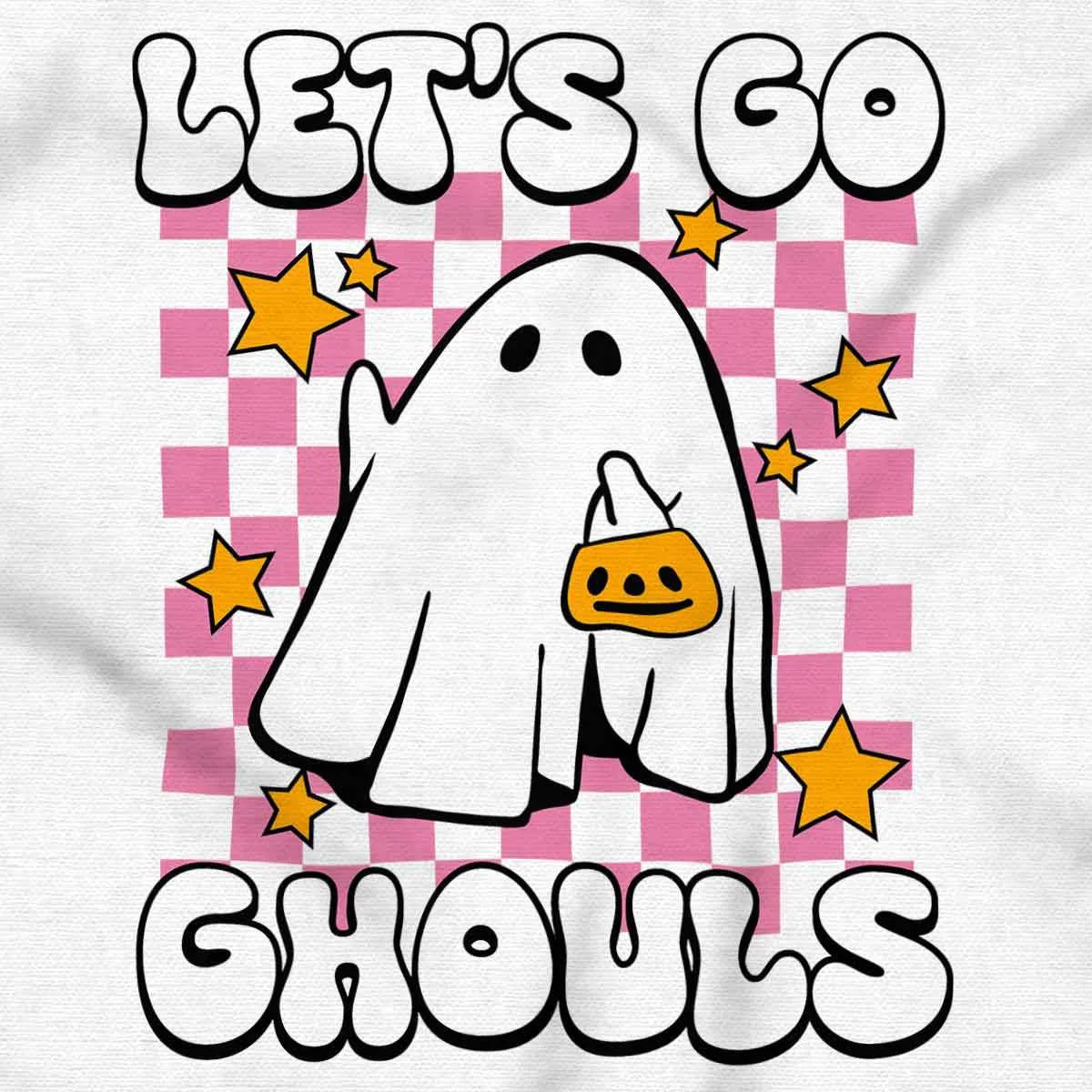 Детское боди для девочек с принтом Let's Go Ghouls Ghost Brisco Brands, White — фото 2