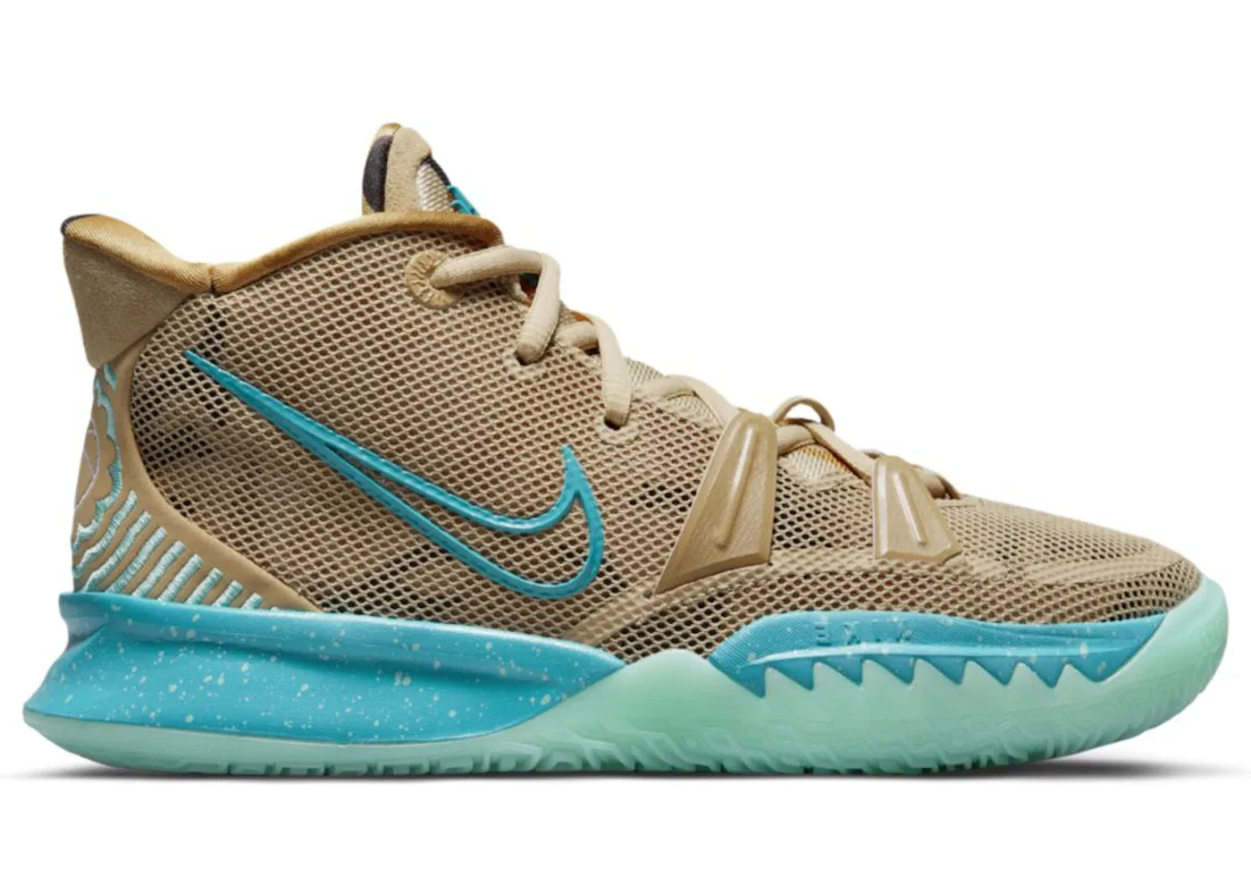 Детские кроссовки высокие с принтом Nike Kyrie 7 Nike, Grain/Tropical Twist/Fauna Brown/Aquamarine