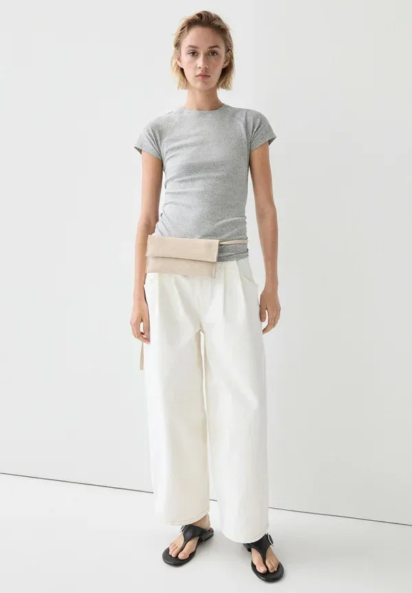 Футболка хлопковая Short sleeve raglan t-shirt, Massimo Dutti, серый — фото 2