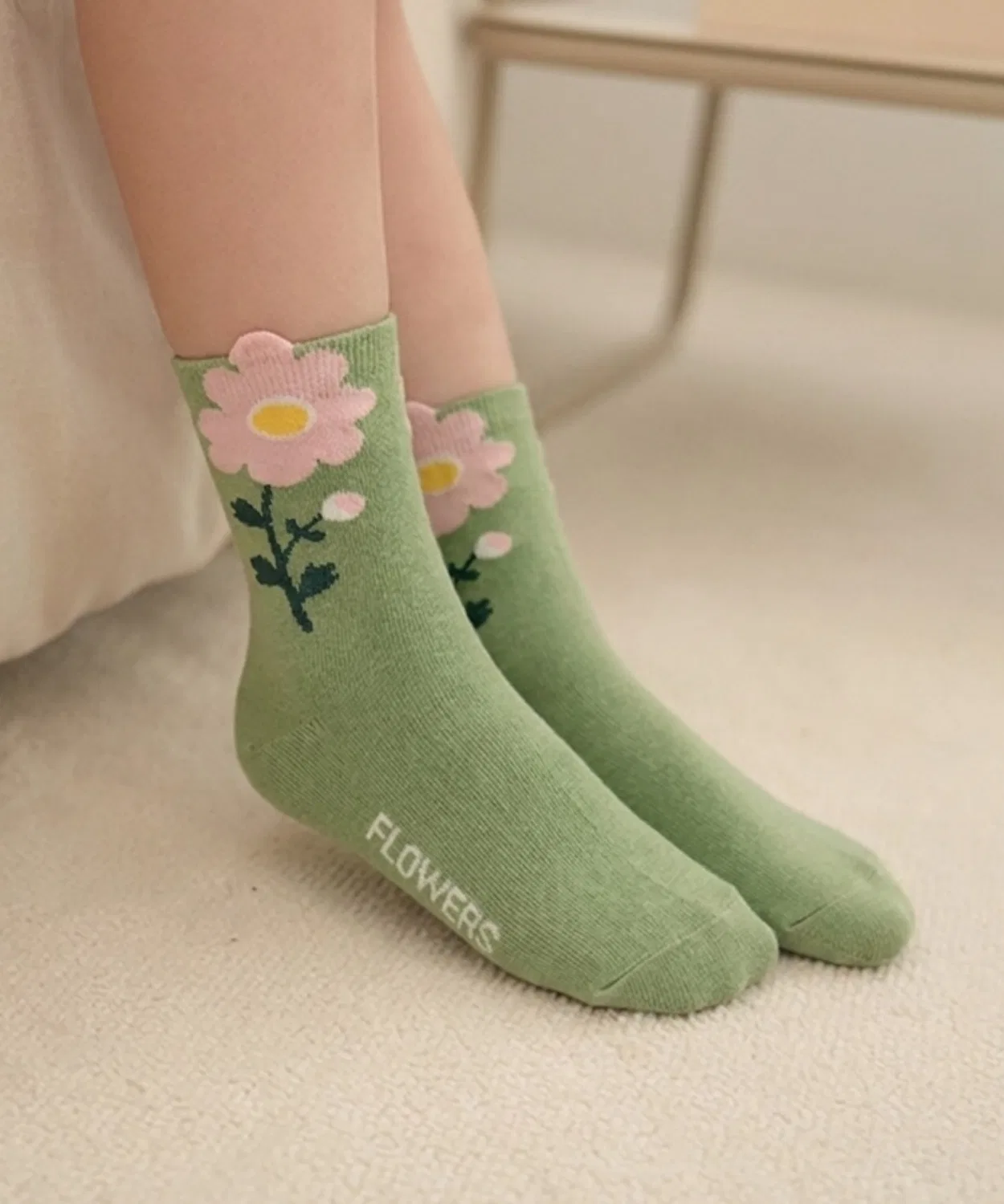Детские носки с цветочным принтом Lycee mine, Light Green