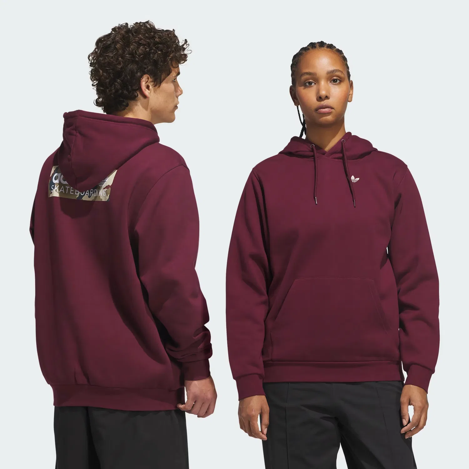 Худи свободного кроя Skateboarding Logo Adidas Originals, бордовый — фото 2