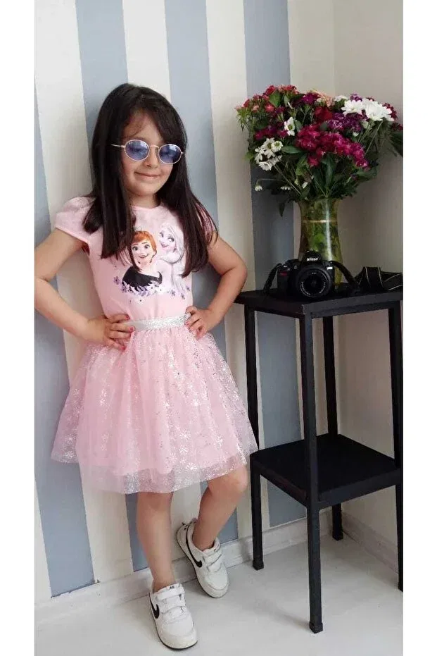 Детское платье для девочек с коротким рукавом Frozen Elsa Oliveyoumom, Pink