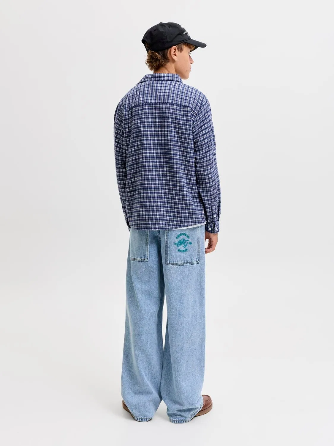Джинсы свободные, джинсы-мешок Jjidave Jack & Jones Junior, светло-синий — фото 4
