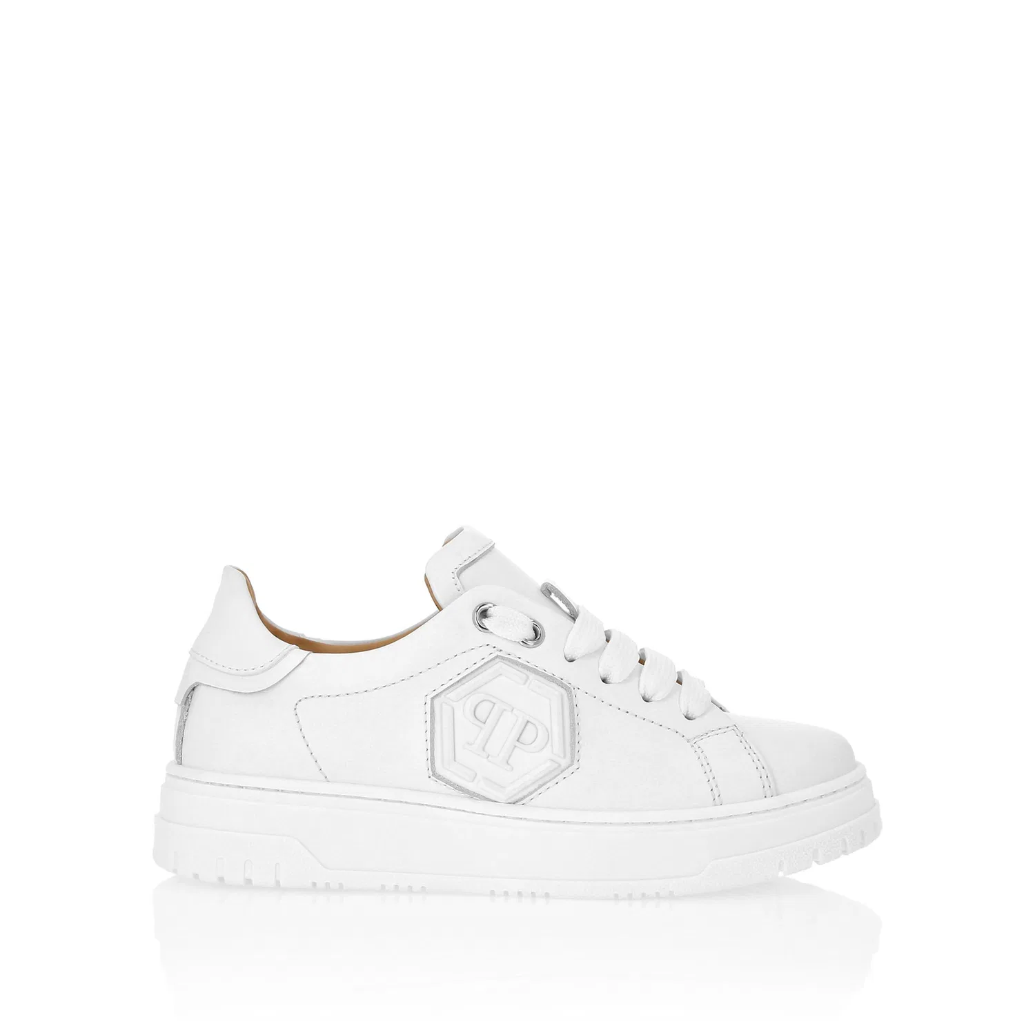 Детские кроссовки из телячьей кожи Hexagon PHILIPP PLEIN, White — фото 3