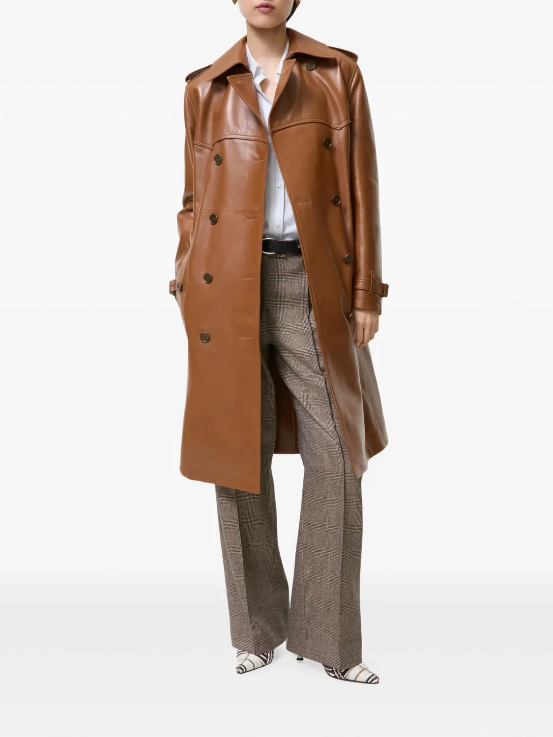 Длинный кожаный тренч Foxfield Burberry, коричневый — фото 2