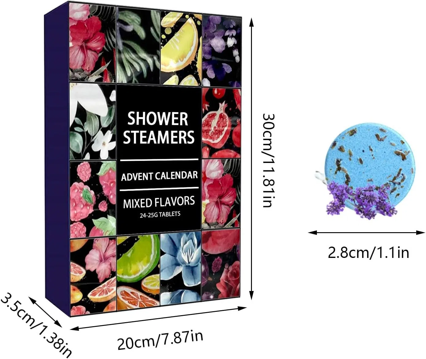 Набор бомбочек для ванны Advent Calendar 24 Days, Shower Steamer, натуральные эфирные масла, Multicoloured Generisch — фото 2