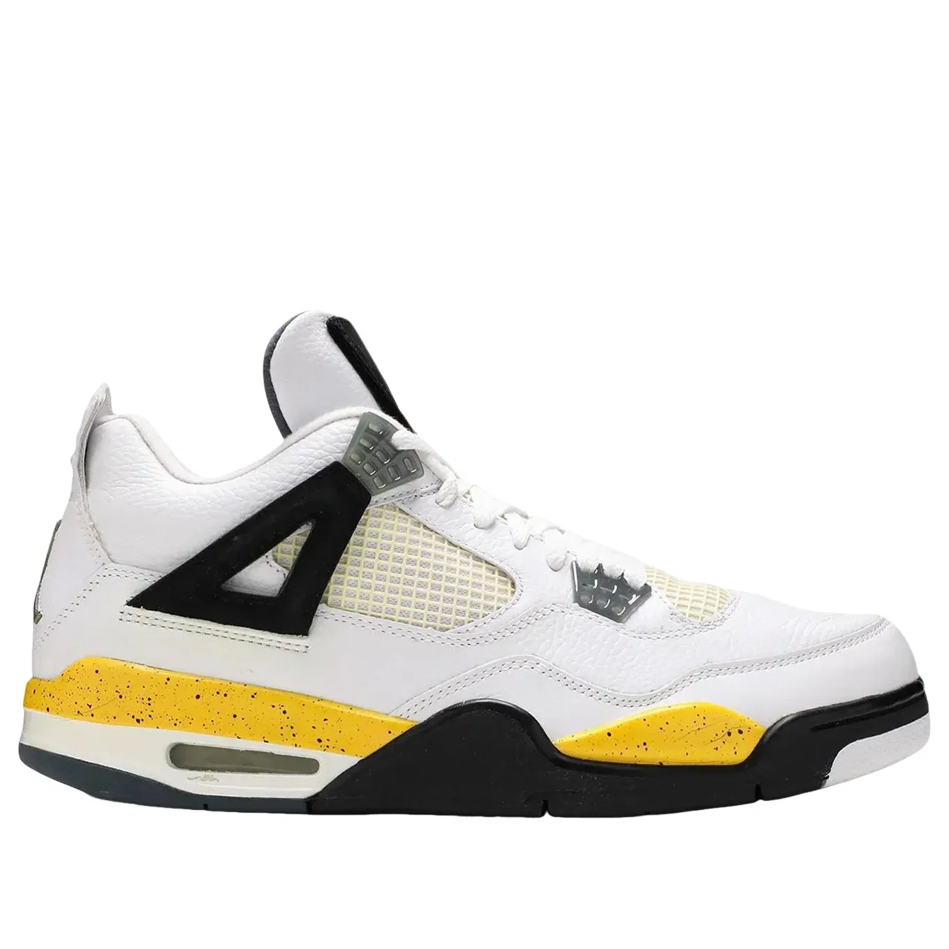 Детские кроссовки с кожаным верхом Air Jordan 4 Retro 'Tour Yellow' Jordan, White/Tour Yellow/Dark Blue Grey/Black — фото 2