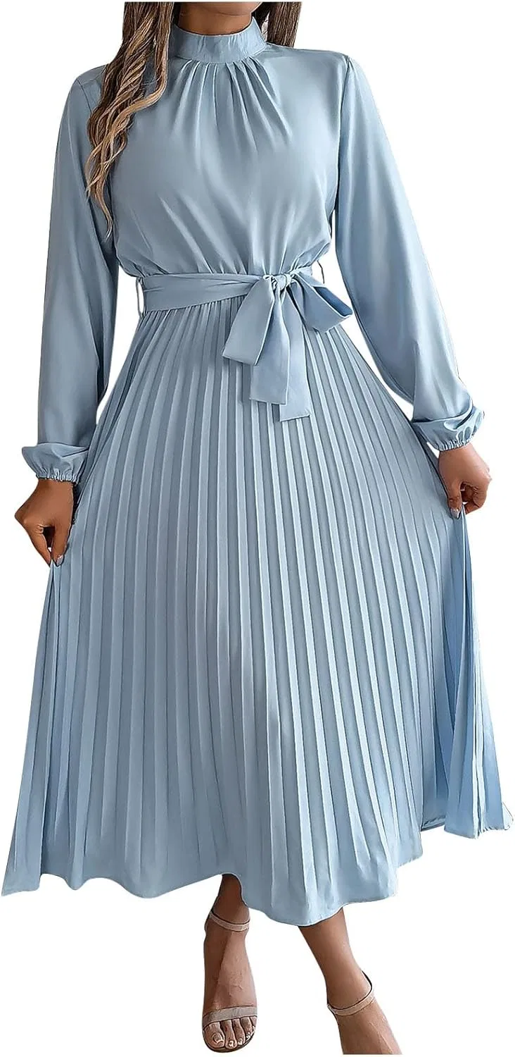 Женское платье макси с длинным рукавом на запах, Light Blue
