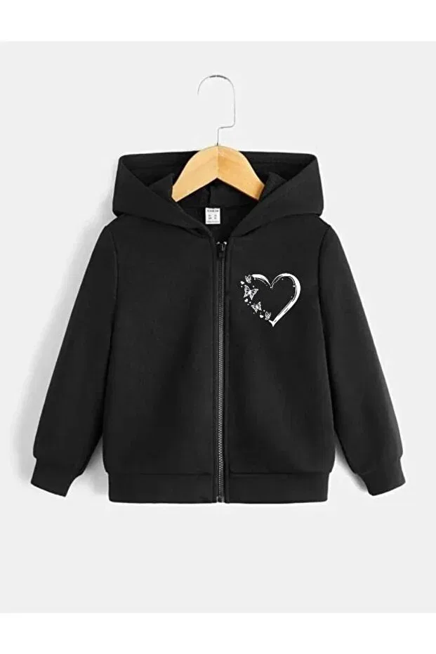 Детский кардиган с принтом Heart Butterfly Logo Generic Brands, Black