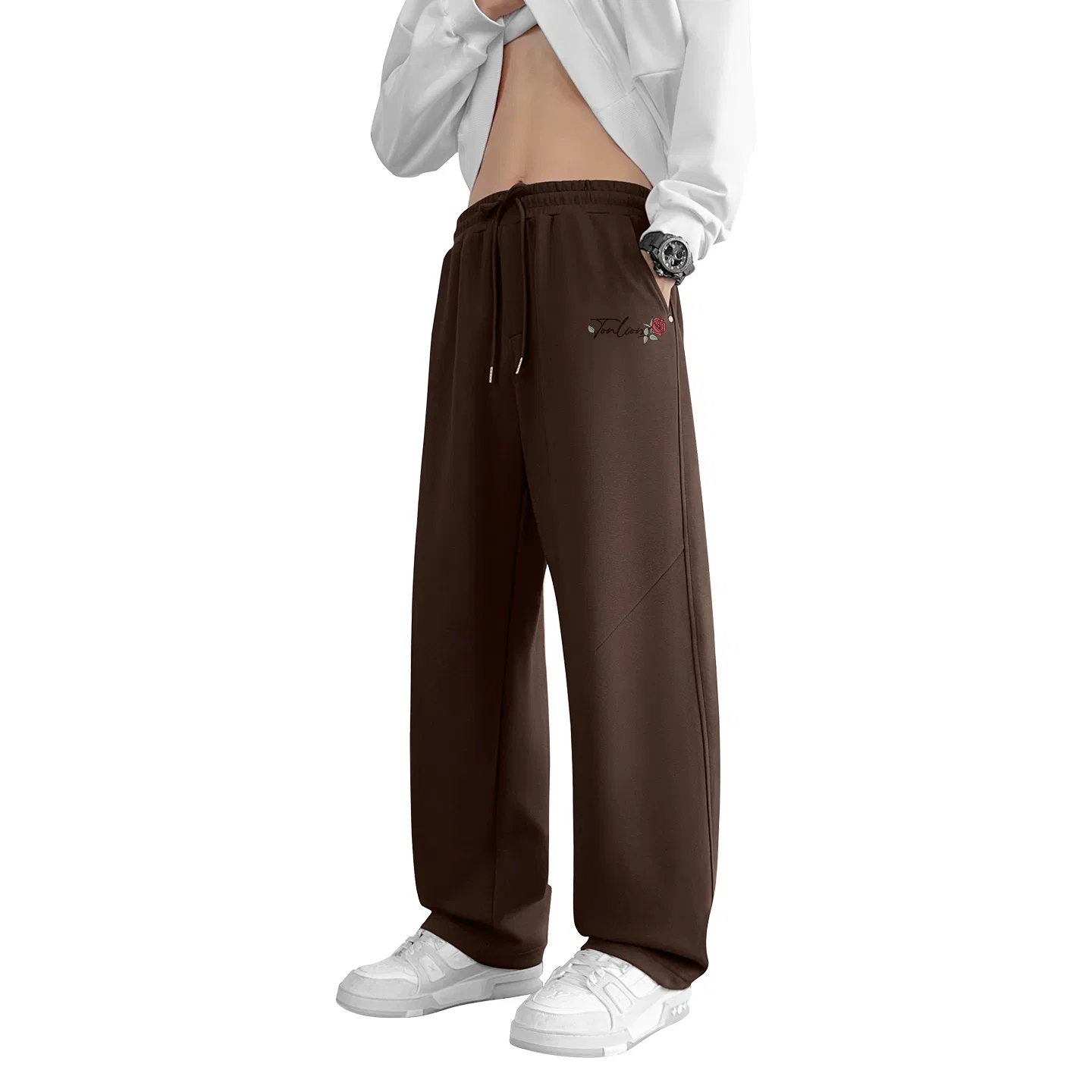 Детские брюки-карго с завышенной талией Tonlion, Prosperous Cotton Curved Pants, Brown