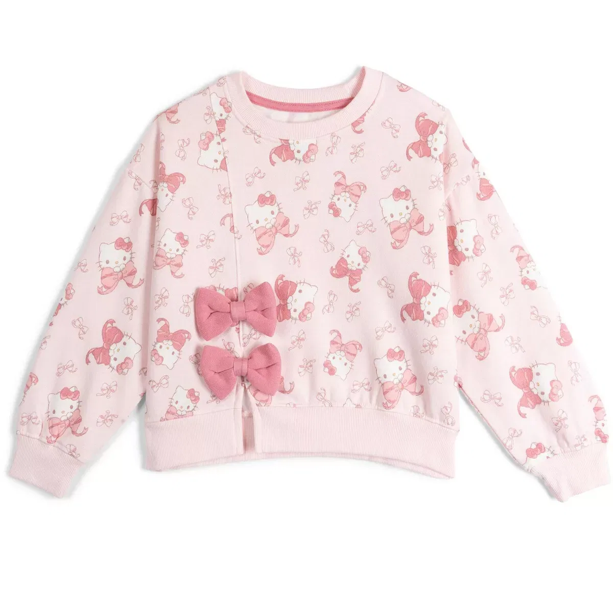 Детский комплект свитшота и юбки для девочек с принтом Hello Kitty, Pale Rose Pink — фото 3