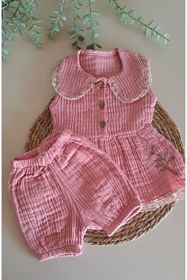 Детский комплект для новорожденных хлопковый Floral skirt Masalbebek_Tr, Pink — фото 3
