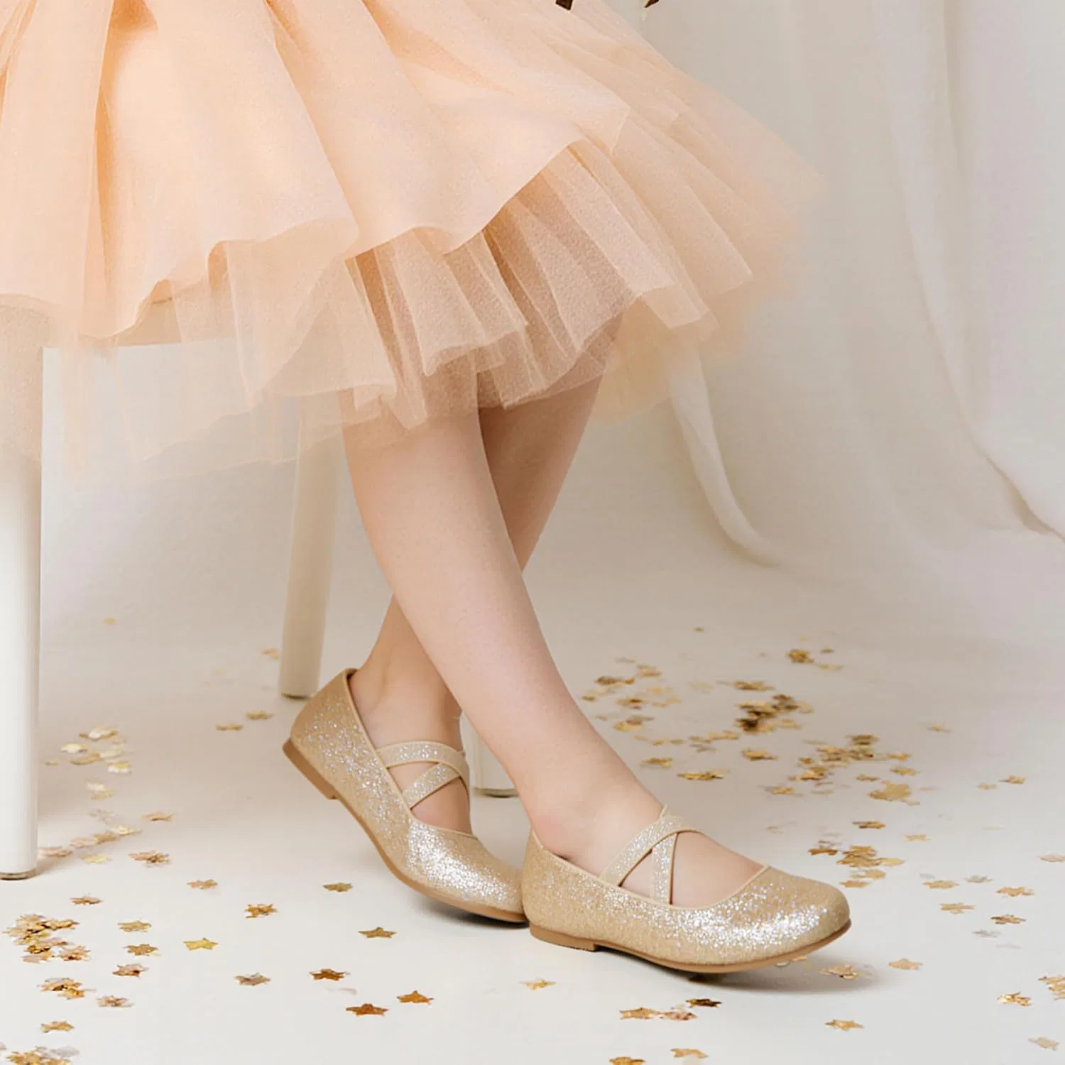 Детские балетки для девочек Mary Jane Flats DREAM PAIRS, Gold — фото 3