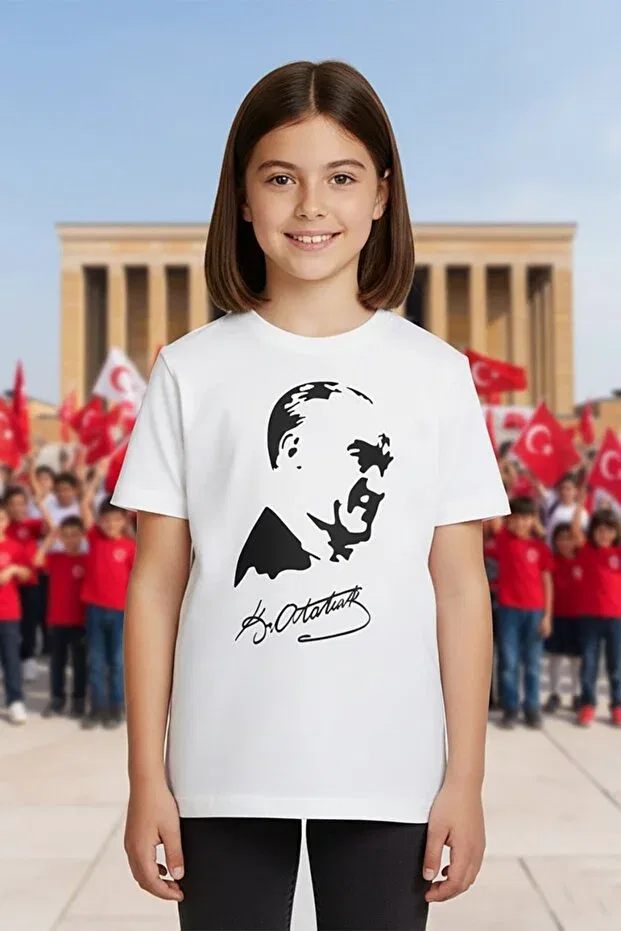 Детская футболка с принтом Ataturk printed t-shirt Dmb Kids, White — фото 2