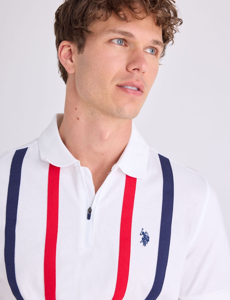Мужская футболка-поло U.S. Polo Assn. Vertical Stripe Jersey With Zipper, белый — фото 3