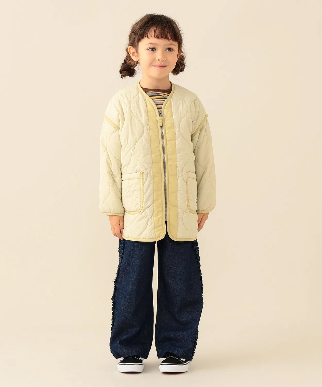 Детское пальто с длинным рукавом стеганое, на молнии, Olive BEAMS mini — фото 3