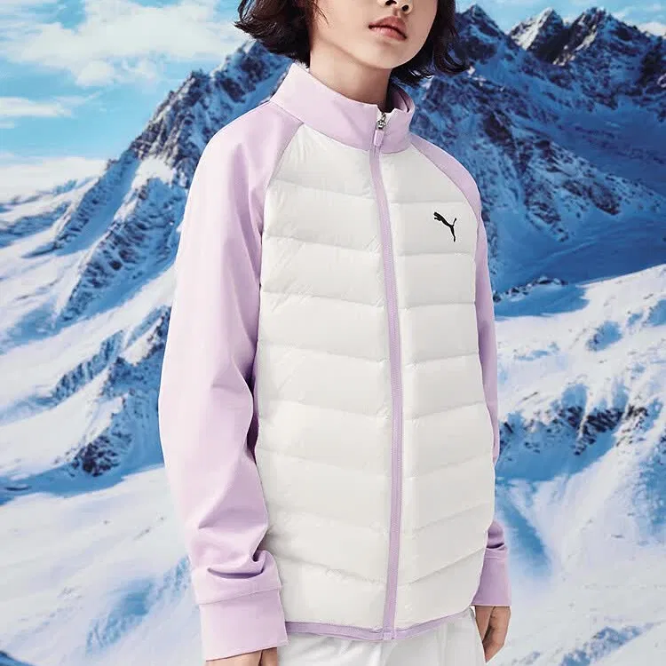 Детская стеганая куртка с воротником-стойкой PUMA, Цвет Purple White Tone — фото 4