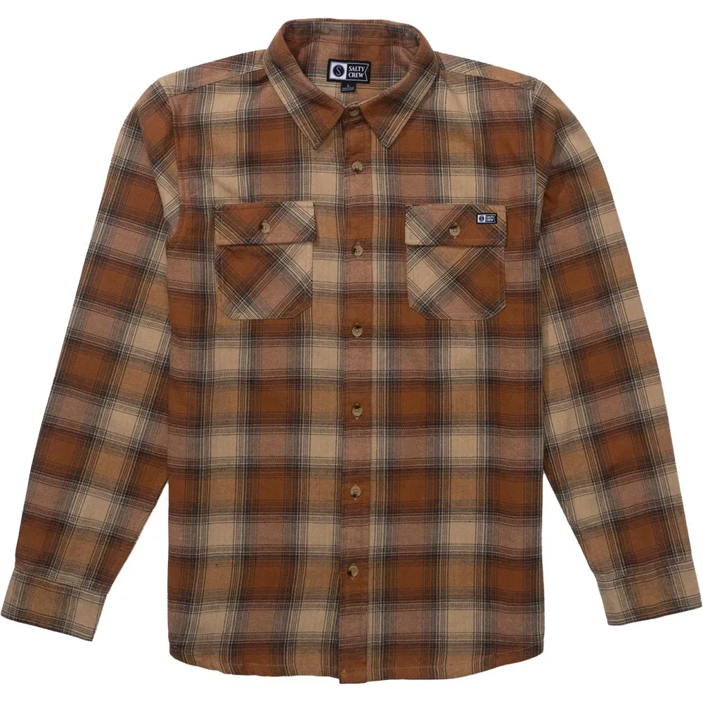Детская рубашка с длинным рукавом Daybreak Flannel Salty crew, Brown — фото 3