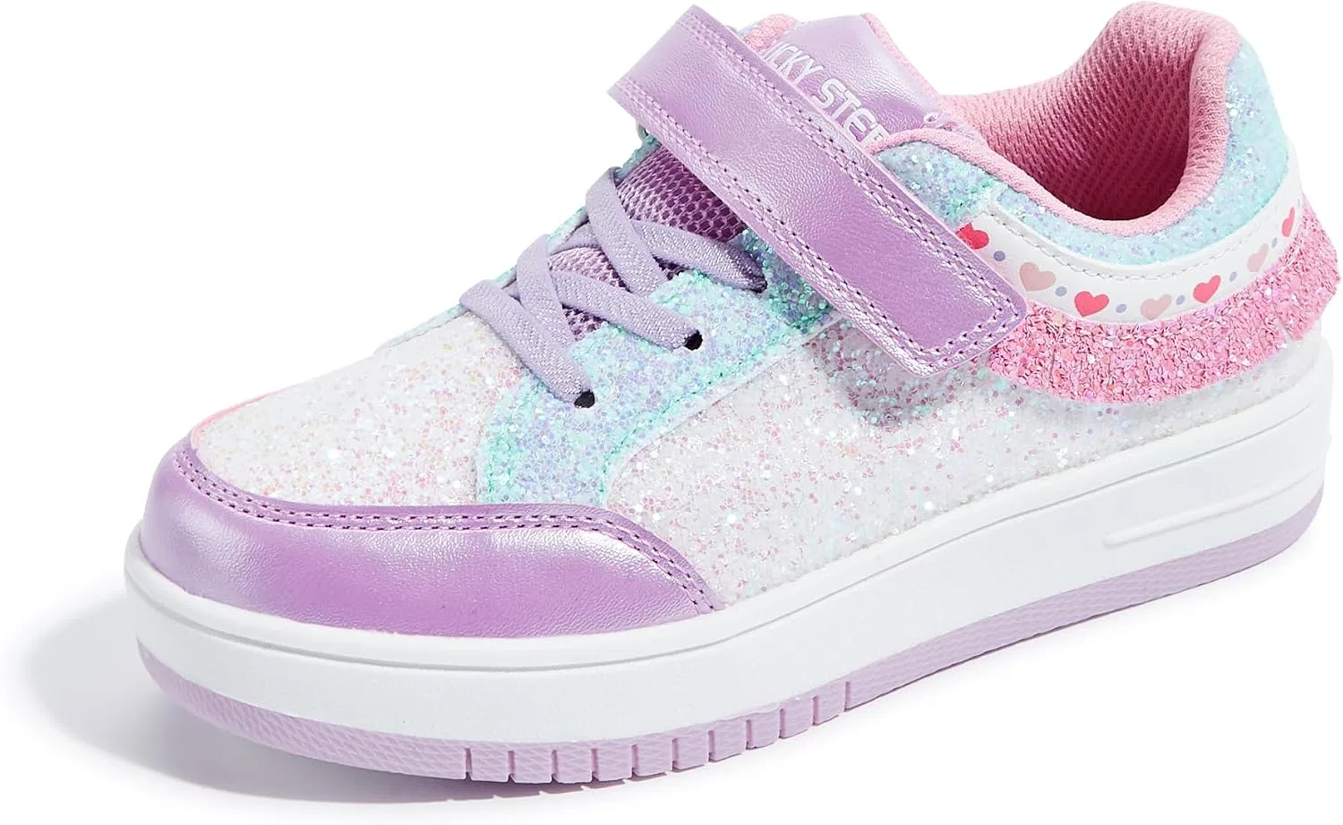 Детские кроссовки для девочек с блестками LUCKY STEP, White/Purple