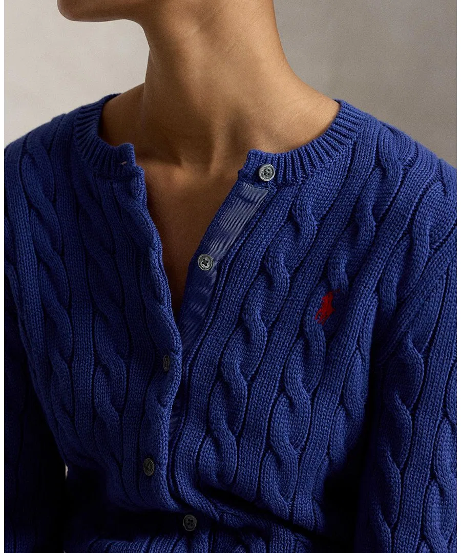 Кардиган на пуговицах с воротником-гольф из хлопка, женский Polo Ralph Lauren, Charter Blue — фото 2