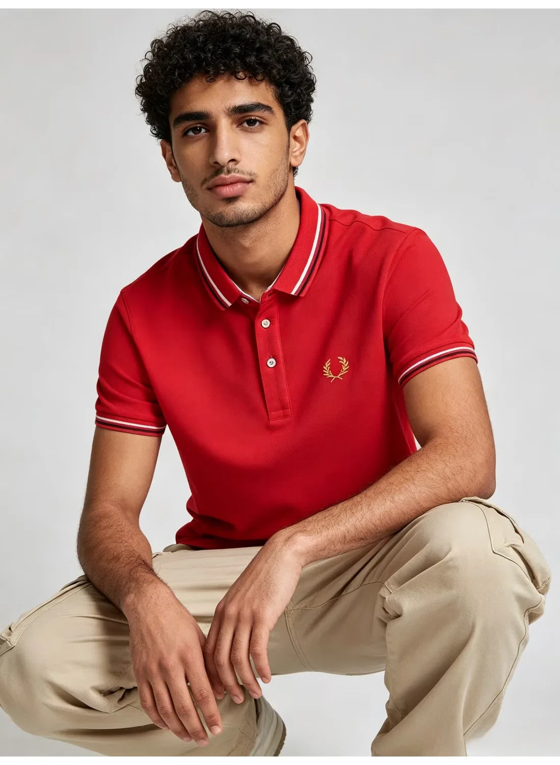 Поло с контрастными полосками Fred Perry, красный — фото 4