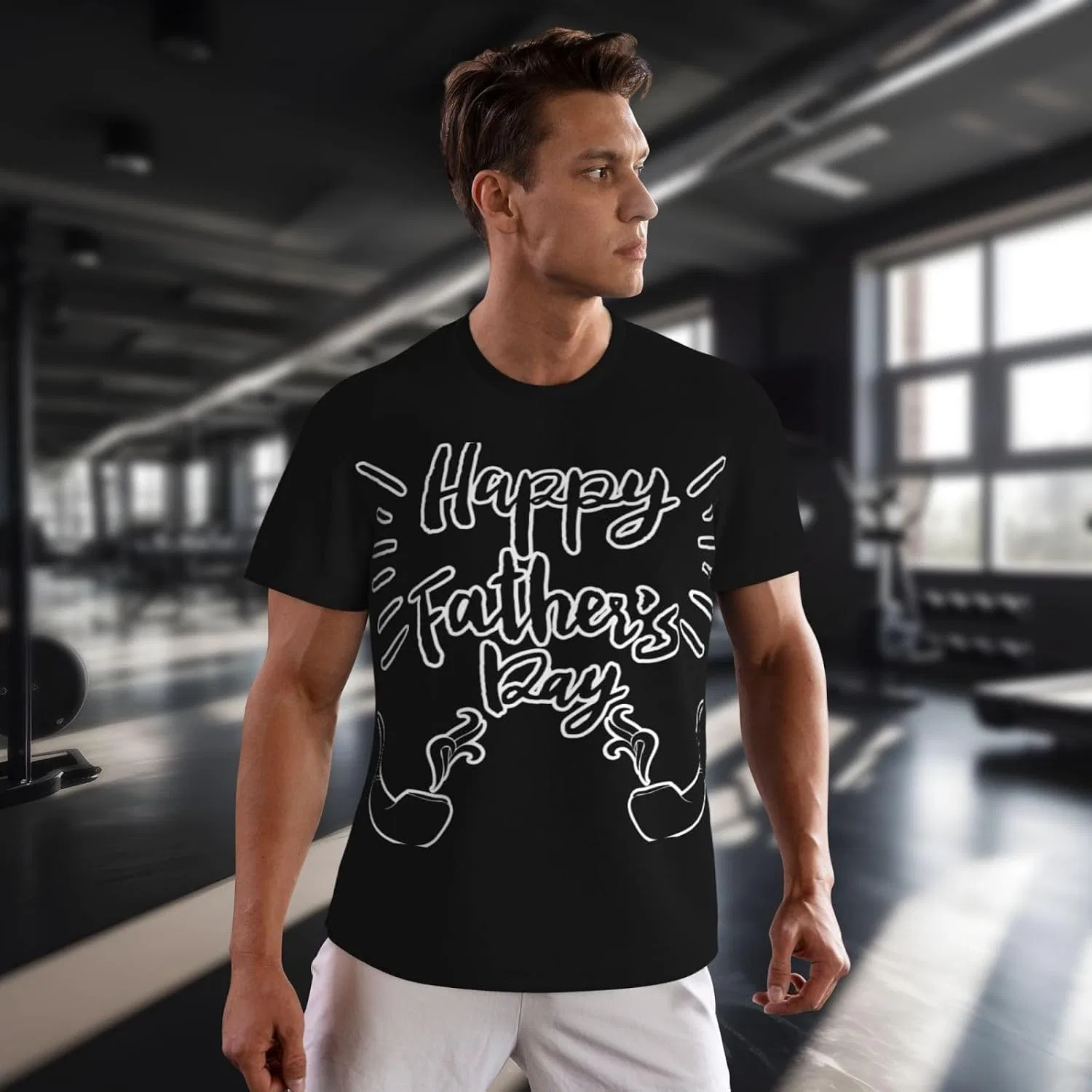 Мужская сетчатая футболка с коротким рукавом Crew Neck, Happy Father's Day2 — фото 3