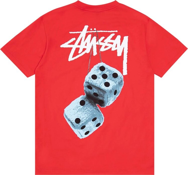 Футболка Stussy Fuzzy Dice Tee 'Red', красный — фото 3