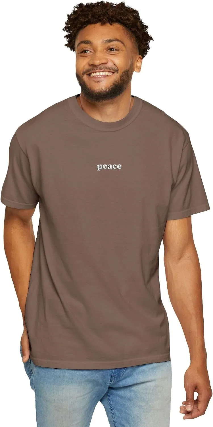 Унисекс футболка с вышивкой Peace Comfort Colors, Espresso — фото 4
