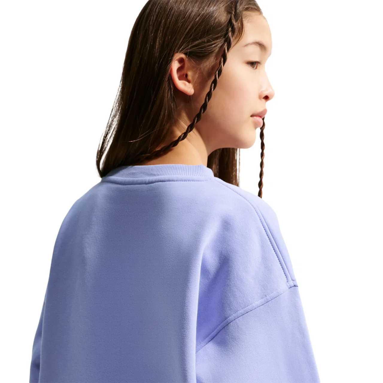 Толстовка для девочек Club Fleece Oversized Nike, цвет Light Thistle/White/Light Thistle — фото 2