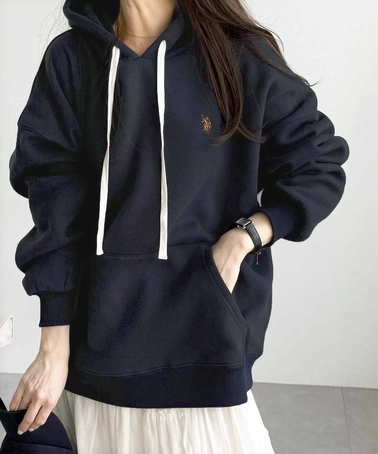 Женский худи с длинным рукавомс вышивкой U.S. POLO ASSN. x GeeRA, Navy