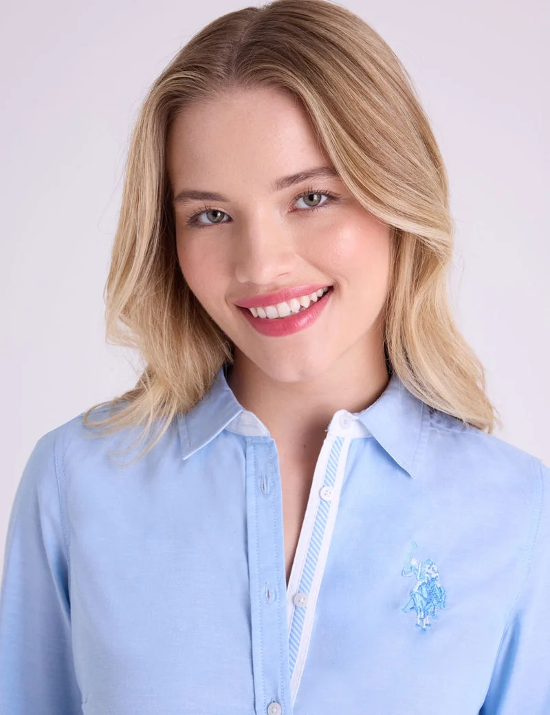 Женская рубашка U.S. Polo Assn. Tonal Oxford, голубой — фото 4