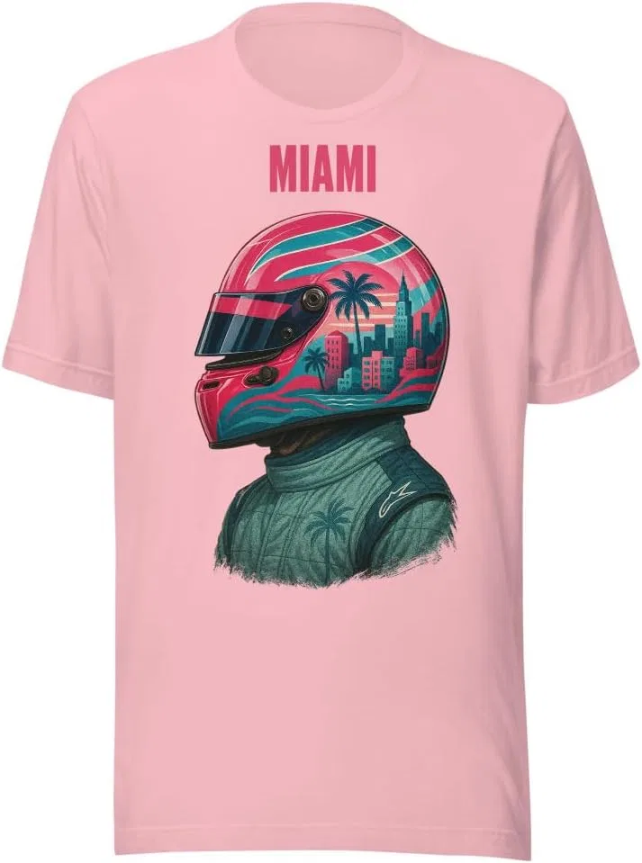 Мужская футболка с гоночным шлемом Miami 3001, Pink