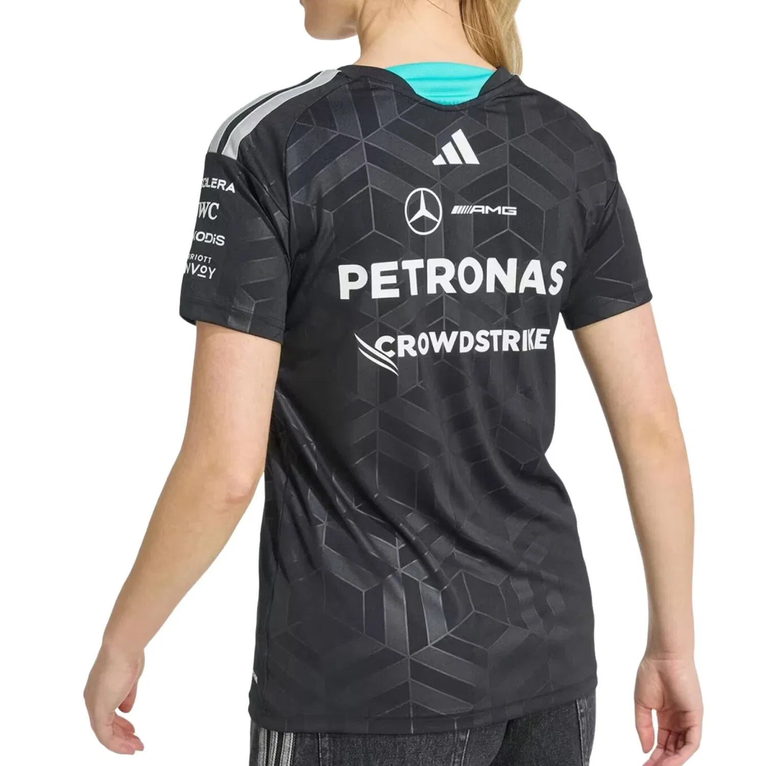 Женская футболка Adidas x Mercedes AMG Petronas Formula 1 Team Driver Jersey, черный — фото 3