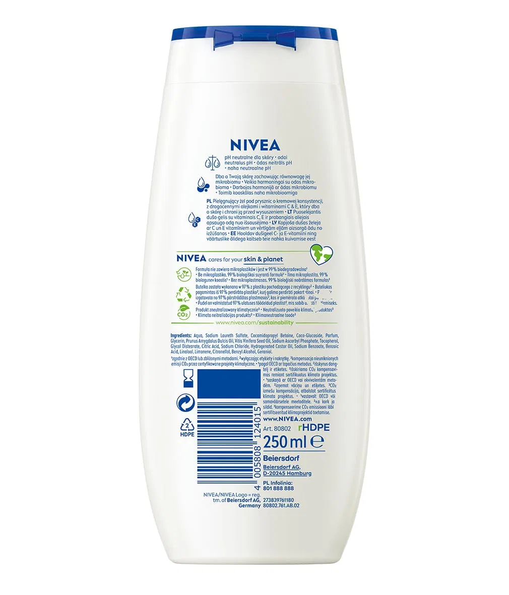 Гель для душа кремовый с миндальным маслом NIVEA Cream Soft, 2x250 мл, Белый — фото 2