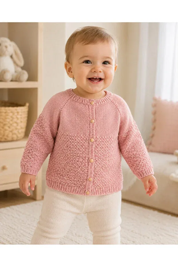 Детский кардиган без рукавов Hobby Cafe Hand Knitted Butik, Pink
