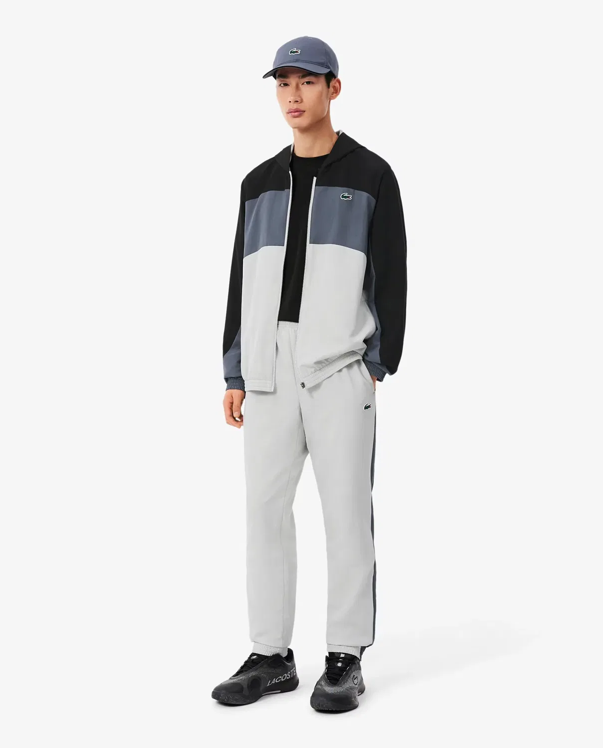 Мужская спортивная куртка с цветовыми блоками Lacoste, Gris — фото 4