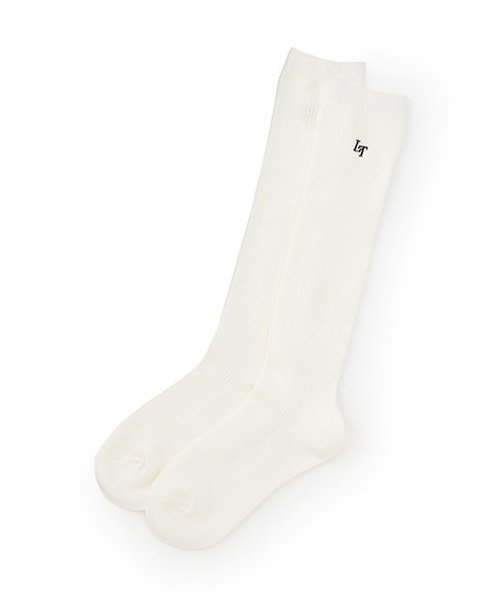 Вышитые в одну точку ребристые высокие носки Lovetoxic, off white